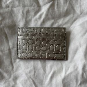 Coach Silver Classic Leather Business Card Holder
